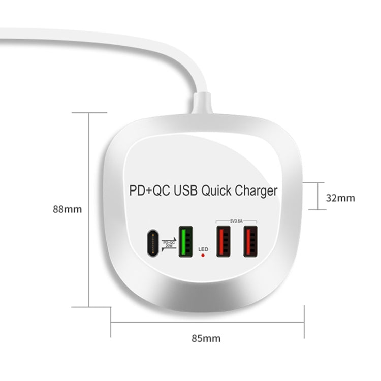 WLX-T3P 4 In 1 PD + QC Multi-function Smart Fast Charging USB Charger, WLX-T3P AU Plug, WLX-T3P EU Plug, WLX-T3P UK Plug, WLX-T3P US Plug