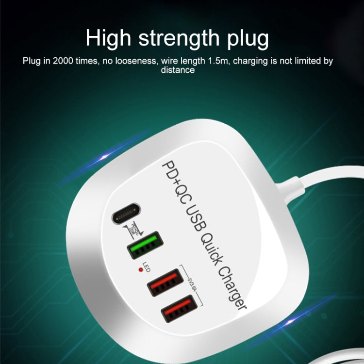 WLX-T3P 4 In 1 PD + QC Multi-function Smart Fast Charging USB Charger, WLX-T3P AU Plug, WLX-T3P EU Plug, WLX-T3P UK Plug, WLX-T3P US Plug