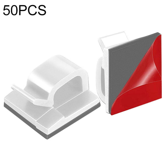 HG2392 50 PCS Desktop Data Cable Organizer Fixing Clip, Gum Type: Red and Grey, 50 PCS / Red and Grey