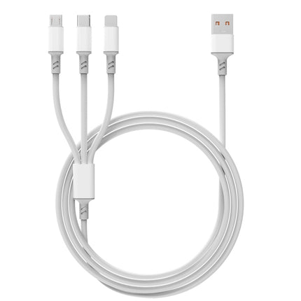 3A 3 in 1 USB to Type-C / 8 Pin / Micro USB Fast Charging Cable, Cable Length: 1.2m, White