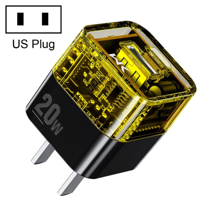 WK WP-U149 20W USB+USB-C/Type-C Dual Port Transparent Charger, Specifications: US Plug