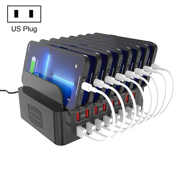 YFY-A55 150W 16 x USB Ports Smart Charging Station with Phone & Tablet Stand, US Plug