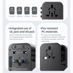 ROCK T62 35.5W Global Travel Multifunctional Plug PD Charger Power Adapter, T62