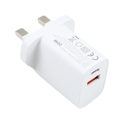 E087 20W USB-C / Type-C + USB Ports Fast Charging Travel Charger, UK Plug, UK Plug