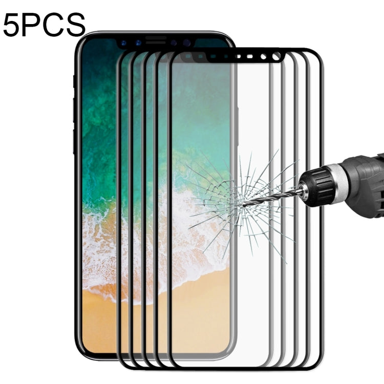 For iPhone X 5pcs ENKAY Hat-Prince  0.2mm 9H Surface Hardness 3D Explosion-proof Full Screen Carbon Fiber Soft Edges Tempered Glass Screen Film, For X 3D