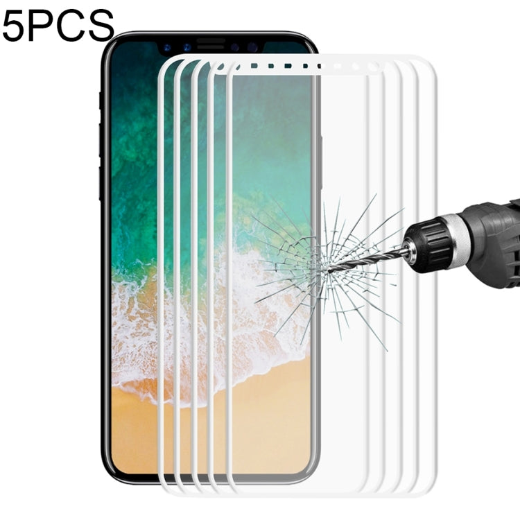 For iPhone X 5pcs ENKAY Hat-Prince  0.2mm 9H Surface Hardness 3D Explosion-proof Full Screen Carbon Fiber Soft Edges Tempered Glass Screen Film, For X 3D