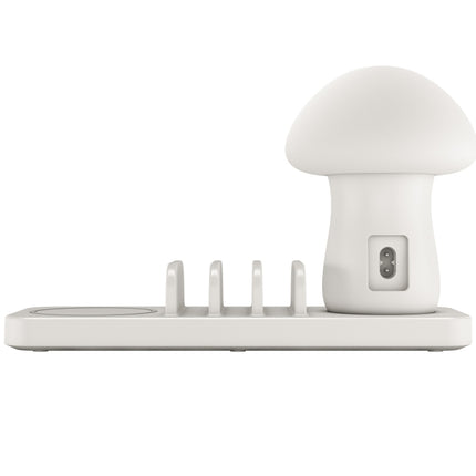 HQ-UD12 Universal 4 in 1 40W QC3.0 3 USB Ports + Wireless Charger Mobile Phone Charging Station with Mushroom Shape LED Light, Length: 1.2m, US Plug
