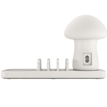 HQ-UD12 Universal 4 in 1 40W QC3.0 3 USB Ports + Wireless Charger Mobile Phone Charging Station with Mushroom Shape LED Light, Length: 1.2m, US Plug
