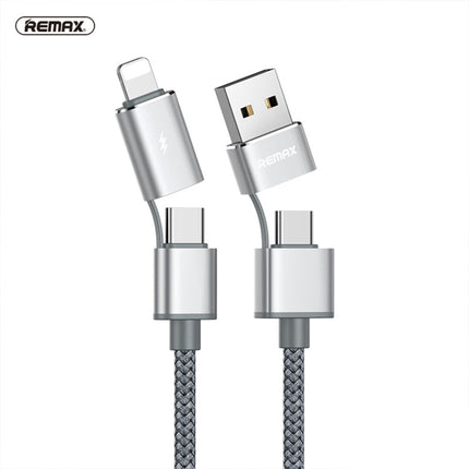 REMAX RC-020t 2.4A Aurora Series 4 in 1 8 Pin + USB +2 x Type-C Data Snyc Charging Cable, Cable Length: 1m
