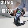 10W 3 in 1 QC 3.0  Vertical Multi-function Wireless Charger with Stand Function, Suitable for Mobile Phones / Apple Watch / AirPods