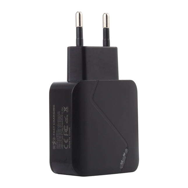 LZ-819A+C QC3.0 USB + PD 18W USB-C / Type-C Interfaces Travel Charger with Indicator Light, EU Plug, EU Plug