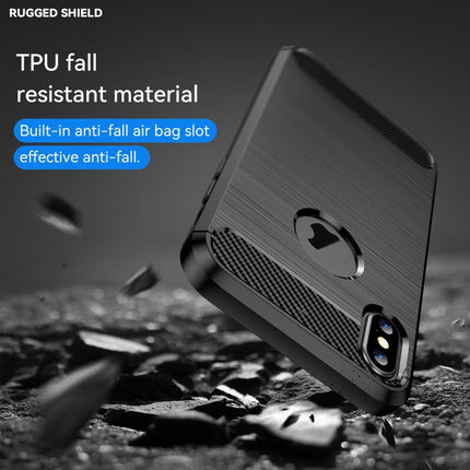 For iPhone X / XS Carbon Fiber TPU Brushed Texture Shockproof Protective Back Cover Case, For iPhone X / XS
