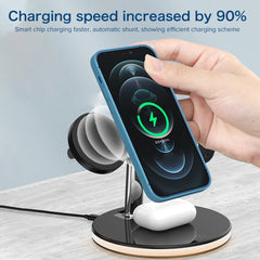 3 in 1 25W Multi-function Magnetic Wireless Charger for Mobile Phones & Apple Watches & AirPods , with Colorful LED Light