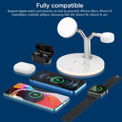 3 in 1 25W Multi-function Magnetic Wireless Charger for Mobile Phones & Apple Watches & AirPods , with Colorful LED Light