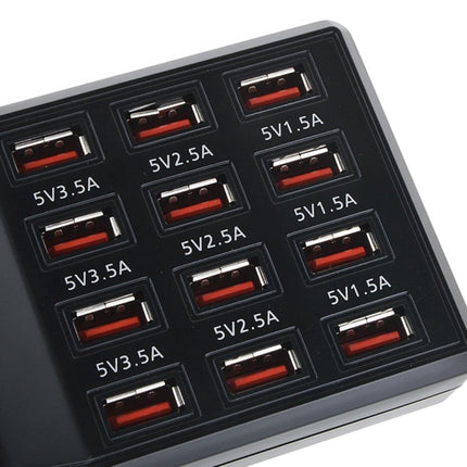 W-858 12A 12 Ports USB Fast Charging Dock Desktop Smart Charger AC100-240V, EU Plug, EU Plug