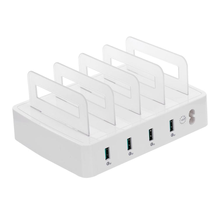 659Q 80W 4 Ports QC3.0 Fast Charging Dock USB Smart Charger with Phone & Tablet Holder, US Plug