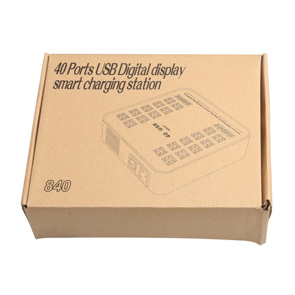 WLX-840 200W 40 Ports USB Digital Display Smart Charging Station AC100-240V, US Plug (Black+Orange), US Plug