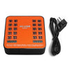 WLX-840 200W 40 Ports USB Digital Display Smart Charging Station AC100-240V, EU Plug (Black+Orange), EU Plug