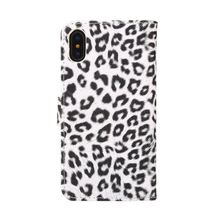 For iPhone X Leopard Pattern PU + PC Horizontal Flip Leather Protective Case with Holder & Card Slots