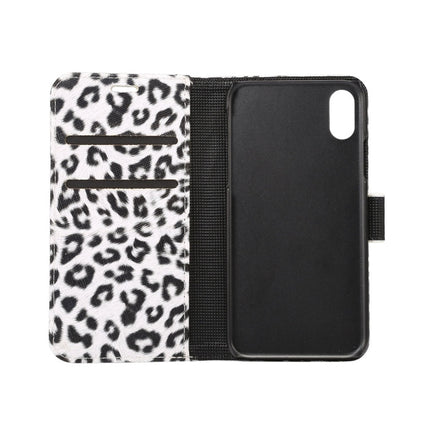 For iPhone X Leopard Pattern PU + PC Horizontal Flip Leather Protective Case with Holder & Card Slots
