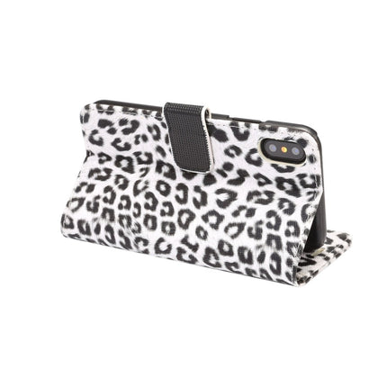 For iPhone X Leopard Pattern PU + PC Horizontal Flip Leather Protective Case with Holder & Card Slots