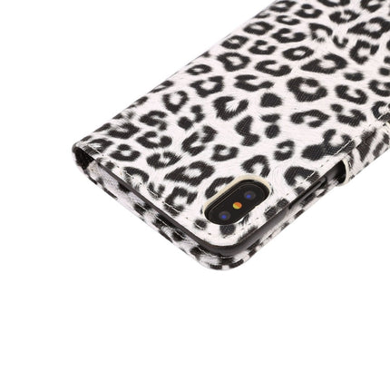 For iPhone X Leopard Pattern PU + PC Horizontal Flip Leather Protective Case with Holder & Card Slots