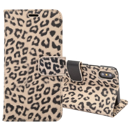 For iPhone X Leopard Pattern PU + PC Horizontal Flip Leather Protective Case with Holder & Card Slots