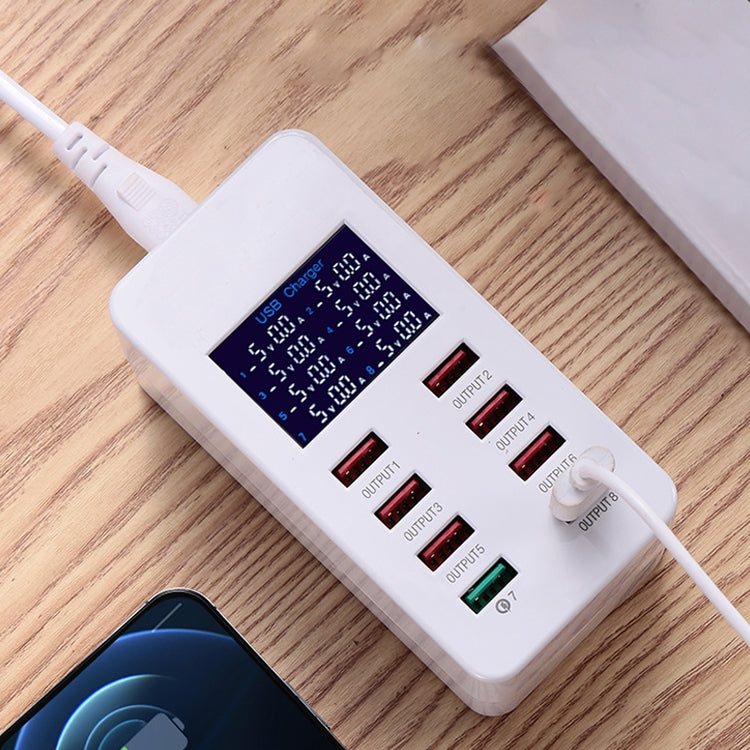 A8 50W 8 Ports USB + QC3.0 Smart Charging Station with Digital Display AC100-240V, US Plug, A8 US Plug