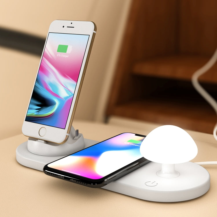 HQ-UD11 10W 4 in 1 Mobile Phone Fast Wireless Charger with Mushroom LED Light & Phone Holder, Length: 1.2m