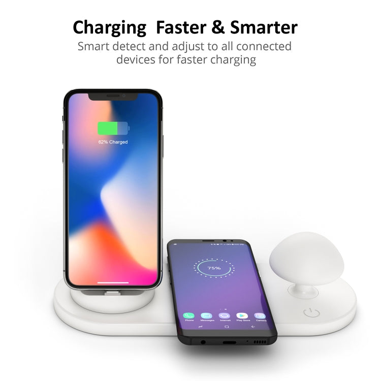 HQ-UD11 10W 4 in 1 Mobile Phone Fast Wireless Charger with Mushroom LED Light & Phone Holder, Length: 1.2m