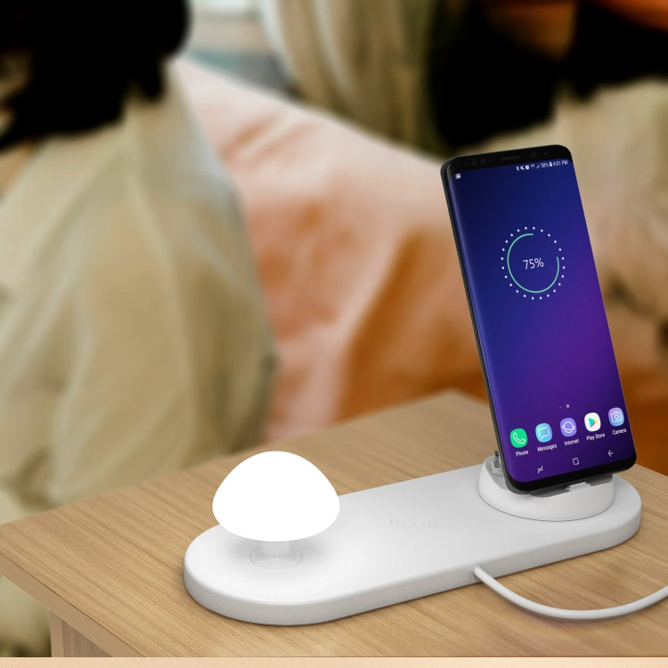 HQ-UD11 10W 4 in 1 Mobile Phone Fast Wireless Charger with Mushroom LED Light & Phone Holder, Length: 1.2m