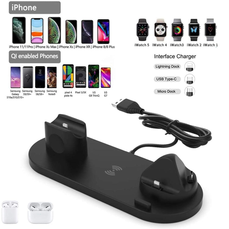 HQ-UD15-upgraded 6 in 1 Wireless Charger For iPhone, Apple Watch, AirPods and Other Android Phones