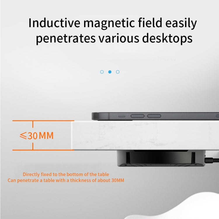 T16 10W Long-distance Air-tight Magnetic Wireless Charger for Desktops Within 30mm Thickness, T16