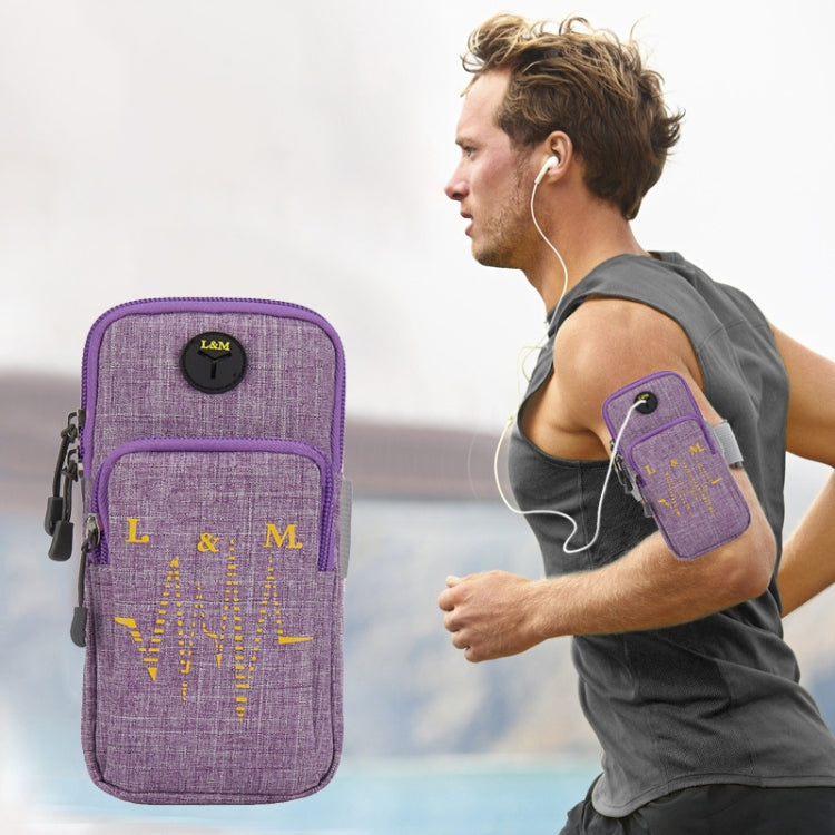 Universal 6.2 inch or Under Phone Zipper Double Bag Multi-functional Sport Arm Case with Earphone Hole