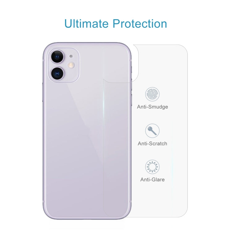 For iPhone 11 50pcs  9H 2.5D Half - Screen Transparent Mobile Phone Tempered Glass Film Back Film, For iPhone 11 (50 PCS)