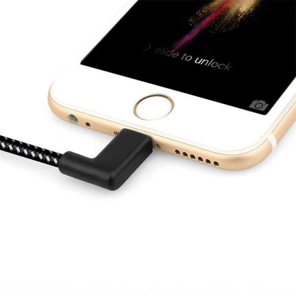 1m 2A USB to 8 Pin Nylon Weave Style Double Elbow Data Sync Charging Cable, 1m 8 Pin 2A