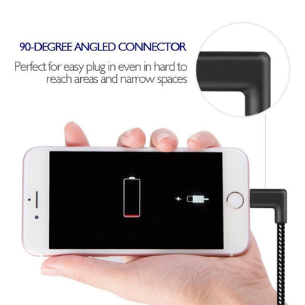 1m 2A USB to 8 Pin Nylon Weave Style Double Elbow Data Sync Charging Cable, 1m 8 Pin 2A