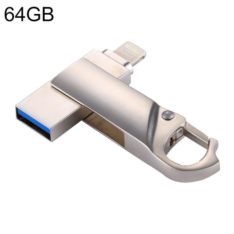 RQW-10F 2 in 1 USB 2.0 & 8 Pin 64GB Keychain Flash Drive, RQW-10F