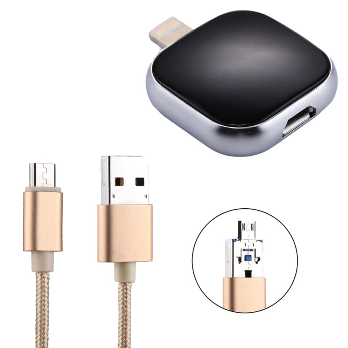 RQW-18S 8 Pin 64GB Multi-functional Flash Disk Drive with USB / Micro USB to Micro USB Cable, RQW-18S Black