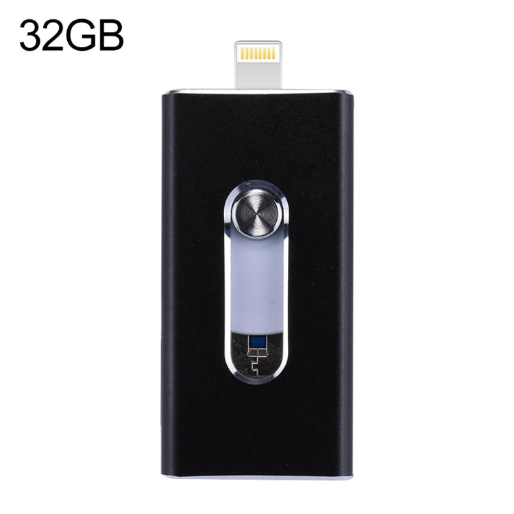 RQW-02 3 in 1 USB 2.0 & 8 Pin & Micro USB 32GB Flash Drive, RQW-02 Black