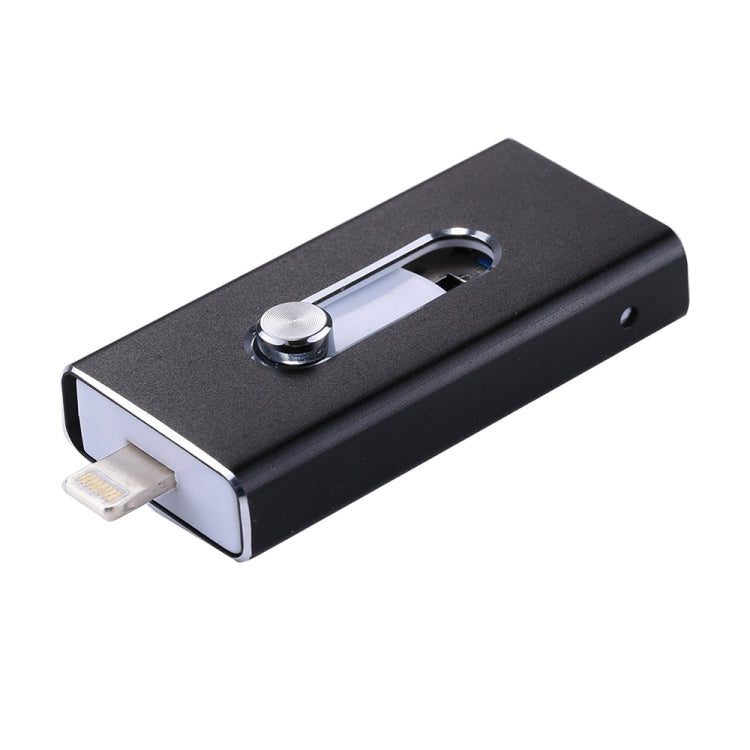 RQW-02 3 in 1 USB 2.0 & 8 Pin & Micro USB 32GB Flash Drive, RQW-02 Black