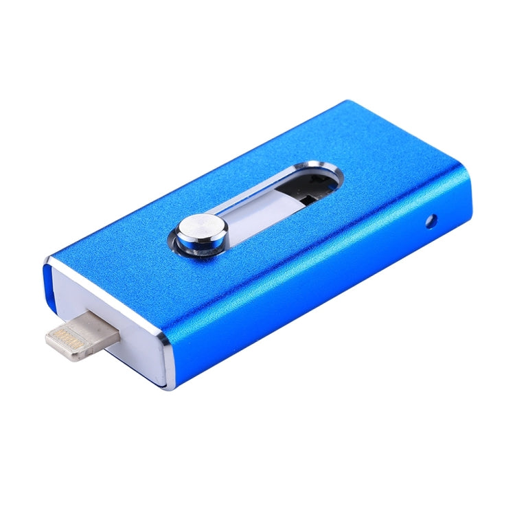 RQW-02 3 in 1 USB 2.0 & 8 Pin & Micro USB 32GB Flash Drive, RQW-02 Blue