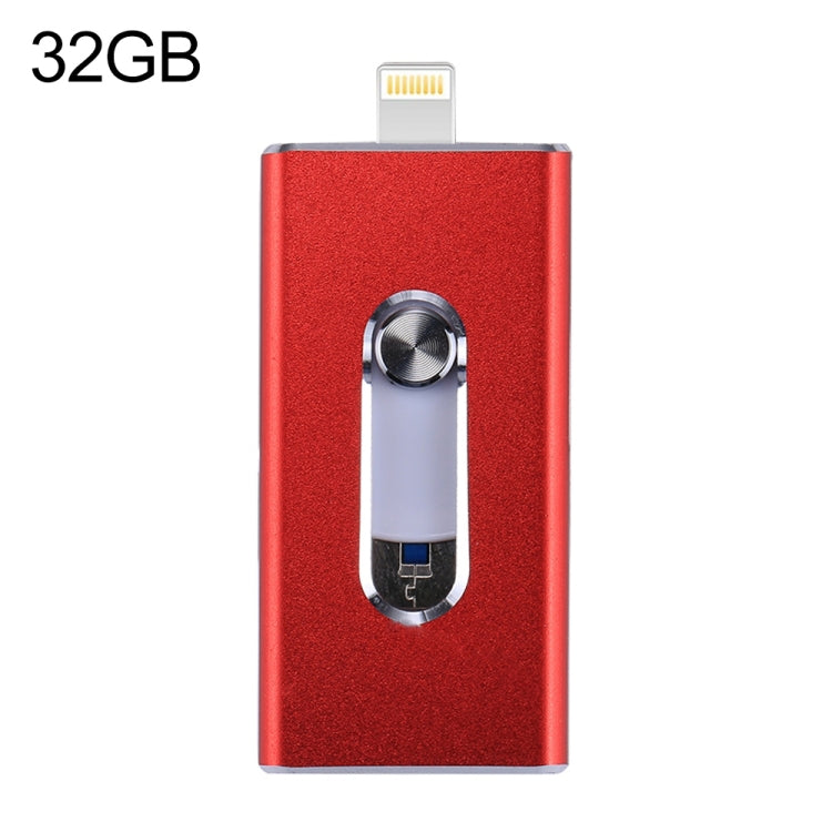 RQW-02 3 in 1 USB 2.0 & 8 Pin & Micro USB 32GB Flash Drive, RQW-02 Red