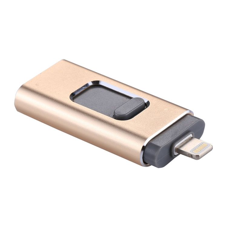 easyflash RQW-01B 3 in 1 USB 2.0 & 8 Pin & Micro USB 32GB Flash Drive, RQW-01B Gold