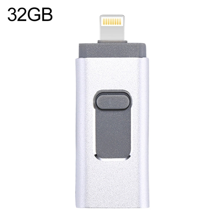 easyflash RQW-01B 3 in 1 USB 2.0 & 8 Pin & Micro USB 32GB Flash Drive, RQW-01B Silver