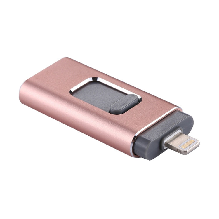 easyflash RQW-01B 3 in 1 USB 2.0 & 8 Pin & Micro USB 64GB Flash Drive, RQW-01B Rose Gold