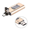 easyflash RQW-01B 3 in 1 USB 2.0 & 8 Pin & Micro USB 128GB Flash Drive, RQW-01B Gold