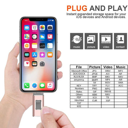 easyflash RQW-01B 3 in 1 USB 2.0 & 8 Pin & Micro USB 16GB Flash Drive, RQW-01B Silver, RQW-01B Black, RQW-01B Gold, RQW-01B Rose Gold