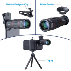 3 in 1 Universal 18X Telephoto Lens + Tripod Mount + Mobile Phone Clip, APL-T18ZJ