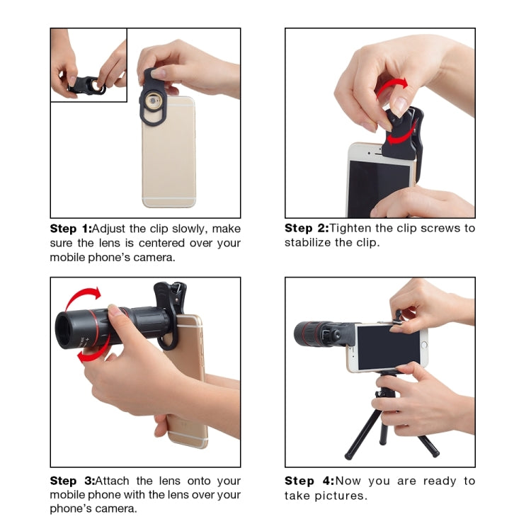 3 in 1 Universal 18X Telephoto Lens + Tripod Mount + Mobile Phone Clip, APL-T18ZJ